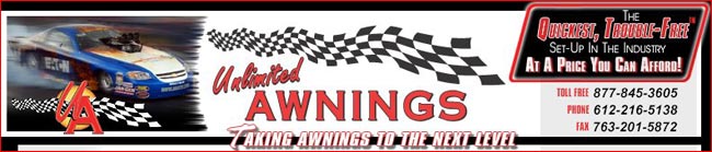 Visit Unlimited Awnings race trailer and hospitality awnings sales and informational website homepage